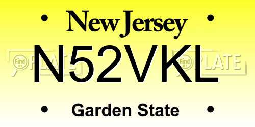 N52VKL New Jersey License Plate