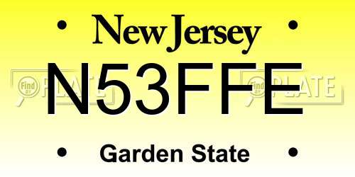 N53FFE New Jersey License Plate
