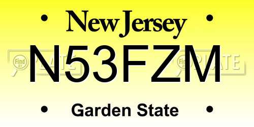 N53FZM New Jersey License Plate