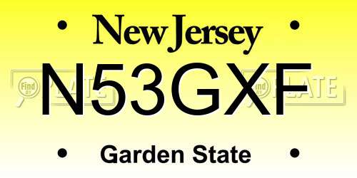 N53GXF New Jersey License Plate