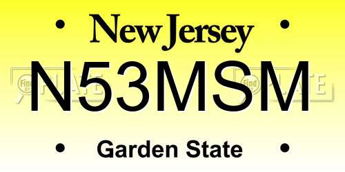 N53MSM New Jersey License Plate