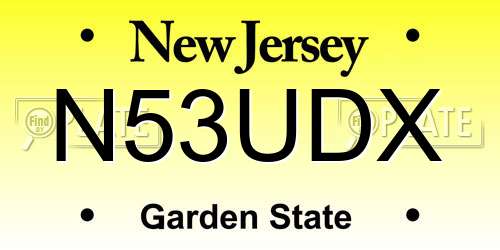 N53UDX New Jersey License Plate