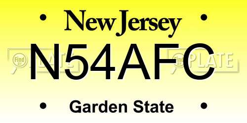 N54AFC New Jersey License Plate