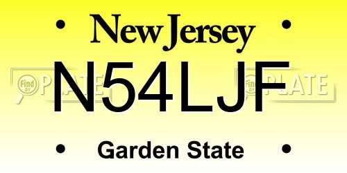 N54LJF New Jersey License Plate