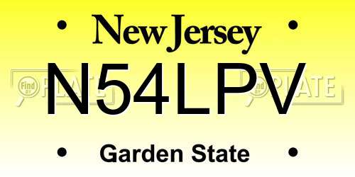N54LPV New Jersey License Plate