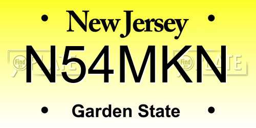 N54MKN New Jersey License Plate