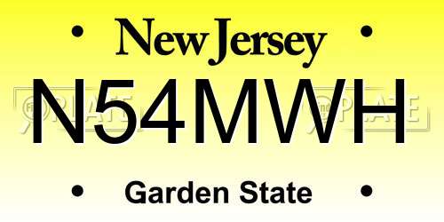 N54MWH New Jersey License Plate