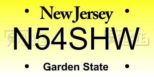 N54SHW New Jersey License Plate