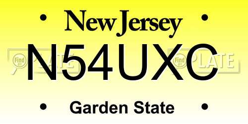 N54UXC New Jersey License Plate