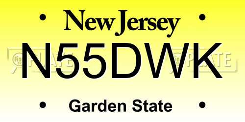 N55DWK New Jersey License Plate
