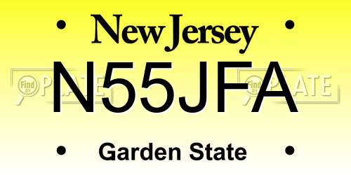N55JFA New Jersey License Plate