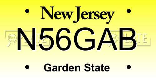 N56GAB New Jersey License Plate