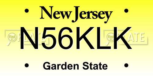 N56KLK New Jersey License Plate