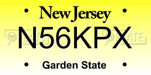 N56KPX New Jersey License Plate