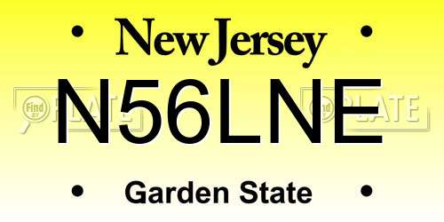 N56LNE New Jersey License Plate