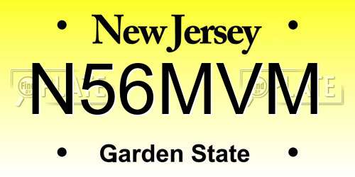 N56MVM New Jersey License Plate
