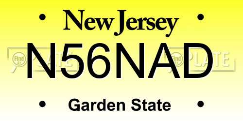N56NAD New Jersey License Plate