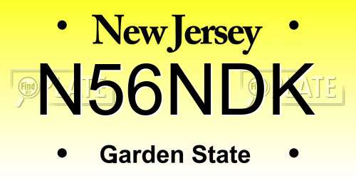 N56NDK New Jersey License Plate