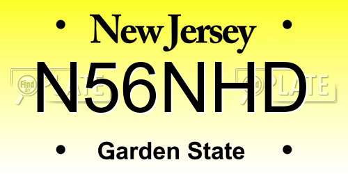 N56NHD New Jersey License Plate