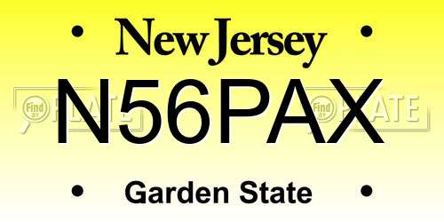 N56PAX New Jersey License Plate