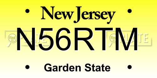 N56RTM New Jersey License Plate