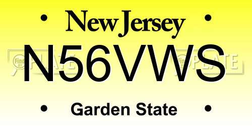 N56VWS New Jersey License Plate