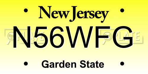 N56WFG New Jersey License Plate