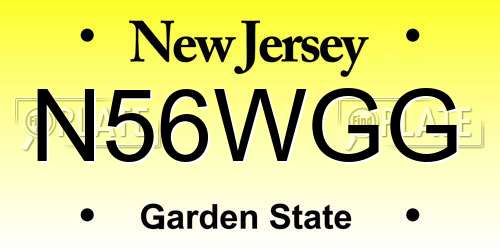 N56WGG New Jersey License Plate