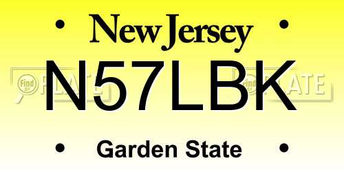 N57LBK New Jersey License Plate