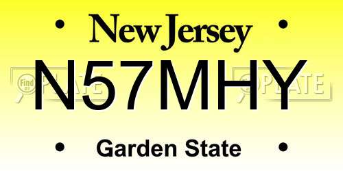 N57MHY New Jersey License Plate