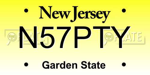 N57PTY New Jersey License Plate