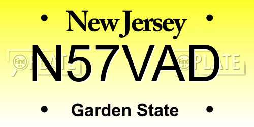 N57VAD New Jersey License Plate