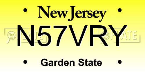 N57VRY New Jersey License Plate