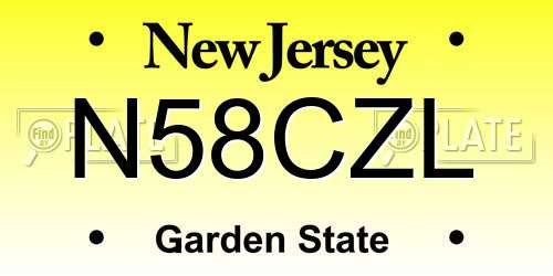 N58CZL New Jersey License Plate
