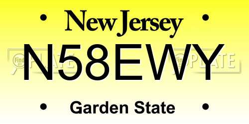 N58EWY New Jersey License Plate
