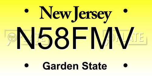 N58FMV New Jersey License Plate