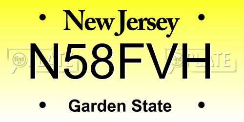 N58FVH New Jersey License Plate