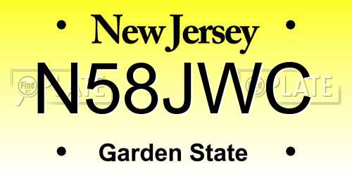 N58JWC New Jersey License Plate