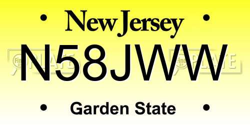 N58JWW New Jersey License Plate