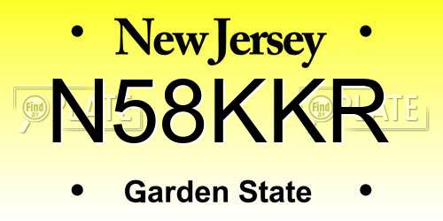N58KKR New Jersey License Plate