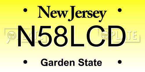 N58LCD New Jersey License Plate