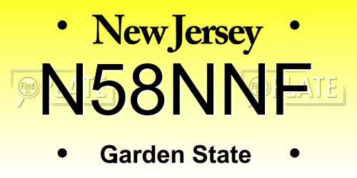 N58NNF New Jersey License Plate