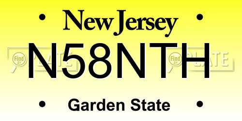 N58NTH New Jersey License Plate