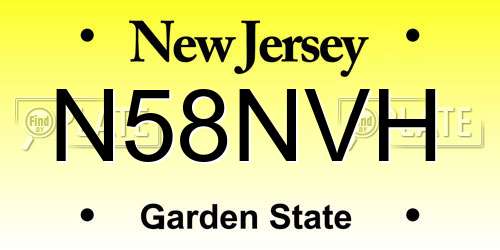 N58NVH New Jersey License Plate