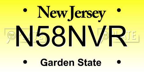 N58NVR New Jersey License Plate