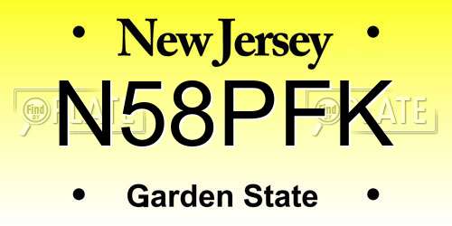 N58PFK New Jersey License Plate