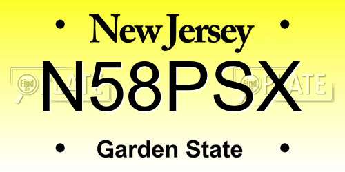 N58PSX New Jersey License Plate
