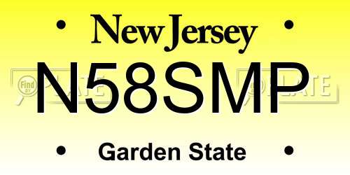 N58SMP New Jersey License Plate