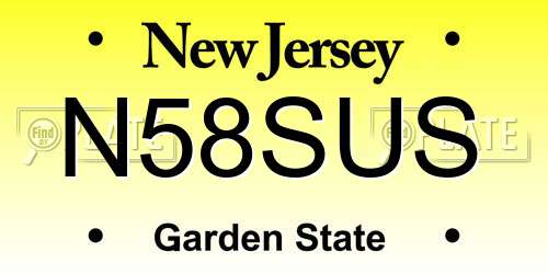 N58SUS New Jersey License Plate