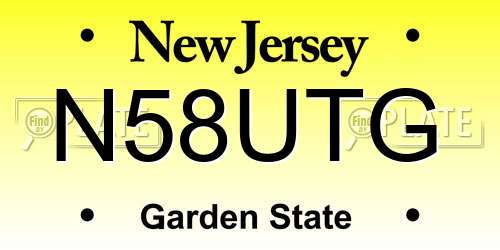N58UTG New Jersey License Plate